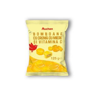 Bomboane cu miere si vitamina C Auchan, 125 g