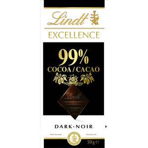 Ciocolata neagra cu 99% cacao Lindt Excellence, 50 g