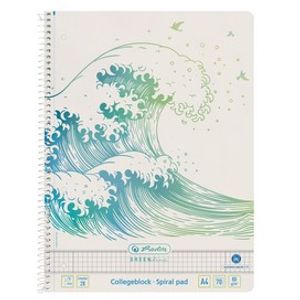 Caiet matematica A4 Herlitz, cu spira, 70 file, model Wave