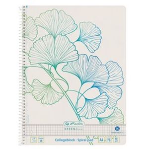 Caiet matematica A4 Herlitz, cu spira, 70 file, model Ginkgo