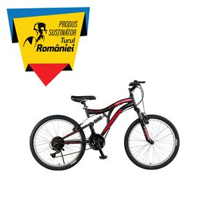 Bicicleta MTB Champions Arizona, 21 viteze, frana V-Brake, 24 inch, negru-rosu