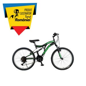 Bicicleta MTB Champions Arizona, 21 viteze, frana V-Brake, 24 inch, negru-verde