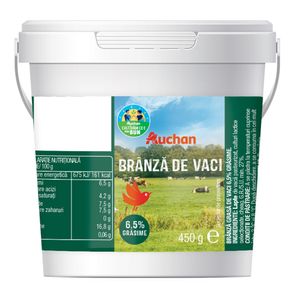 Branza de vaci Auchan, 6.5% grasime, 450 g