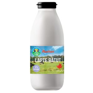 Lapte batut Auchan, 2% grasime, 470 ml