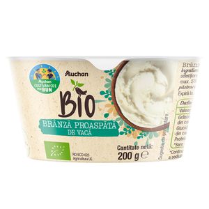 Branza proaspata de vaca Auchan Bio, 200 g