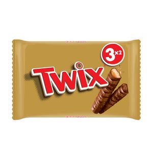 Baton cu biscuite si caramel invelit in ciocolata cu lapte Twix, 3 x 50 g