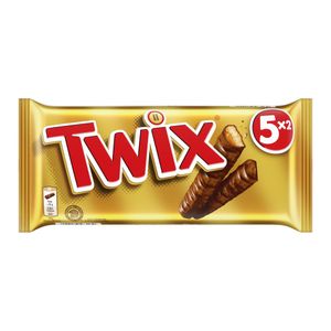 Baton cu biscuite si caramel invelit in ciocolata cu lapte Twix, 5 x 50 g