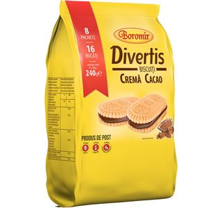 Biscuiti cu crema de cacao Boromir Divertis, 240 g