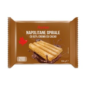 Napolitane spirale cu crema de cacao Auchan, 104 g