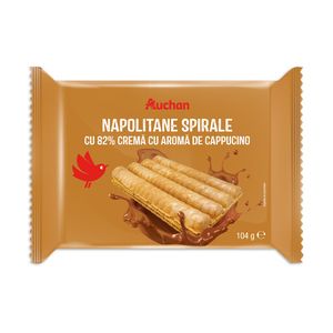 Napolitane spirale cu crema cu aroma de cappucino Auchan, 104 g