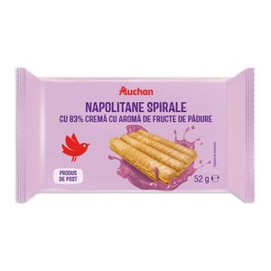 Napolitane spirale cu crema cu aroma de fructe de padure Auchan, 52 g