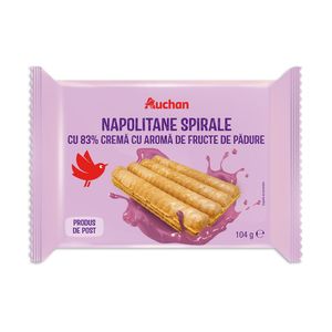 Napolitane spirale cu crema cu aroma de fructe de padure Auchan, 104 g