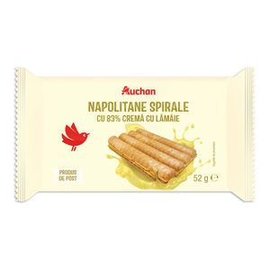 Napolitane spirale cu crema de lamaie Auchan, 52 g