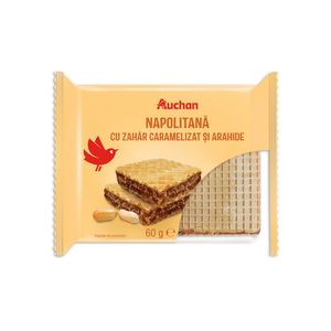 Napolitana cu zahar caramelizat si arahide, Auchan, 60 g