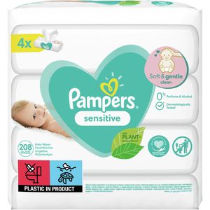 Servetele umede bebelusi Pampers Sensitive, 4 pachete x 52, 208 bucati