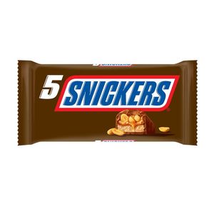 Baton de ciocolata cu lapte cu arahide proaspat prajite Snickers, 5 x 50 g