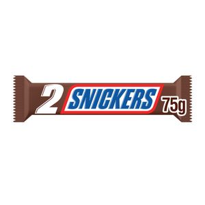 Baton de ciocolata cu lapte cu arahide proaspat prajite Snickers, 2 x 37.5 g