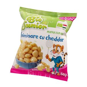 Pufuleti inimioare cu branza Cheddar Eco Bio Junior, 50 g