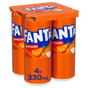 Bautura carbogazoasa Fanta Portocale, doza, 4 x 0.33 l