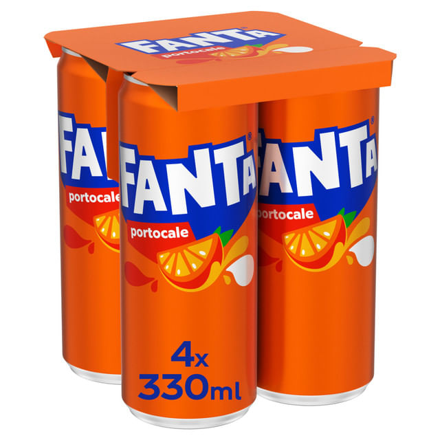 Bautura carbogazoasa Fanta Portocale, doza, 4 x 0.33 l | Pret avantajos ...