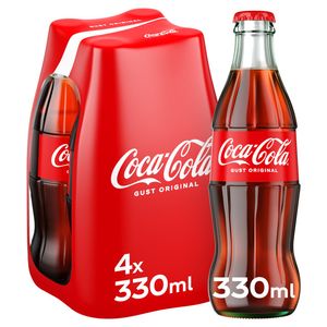 Bautura carbogazoasa Coca Cola Gust Original, sticla, 4 x 0.33 l