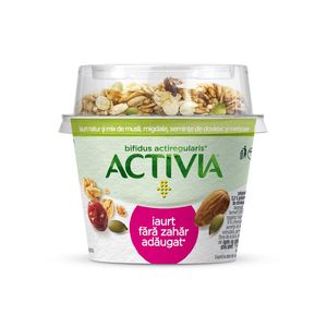 Iaurt natural cu mix de musli, migdale, seminte de dovleac si merisoare Activia, 170 g