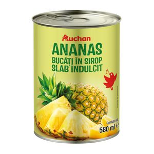 Ananas bucati in sirop Auchan, 580 ml