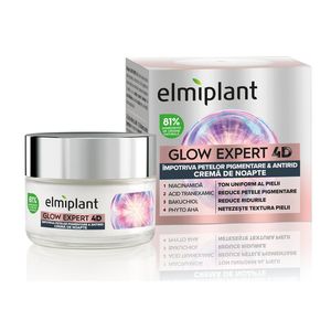 Crema de noapte Elmiplant Glow Expert 4D impotriva petelor pigmentare, antirid, 50 ml