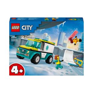 LEGO City - Ambulanta de urgenta si practicant de snow-boarding 60403, 79 piese