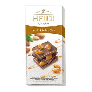 Ciocolata cu lapte si migdale intregi caramelizate Heidi Grand'Or, 100 g