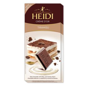 Ciocolata amaruie cu umplutura si aroma de tiramisu Heidi D'or, 90 g