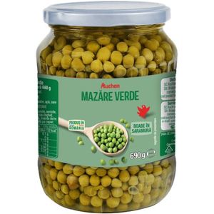 Mazare verde boabe in saramura Auchan, 690 g