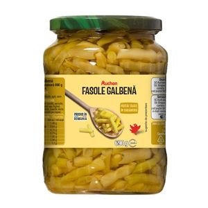 Fasole galbena pastai in saramura taiate Auchan, 690 g