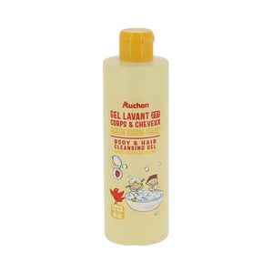 Gel de dus pentru copii Auchan, cu parfum de banane si capsuni, 250 ml