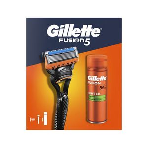 Set pentru cadou Gillette Fusion 5: Aparat + gel de ras, 200 ml