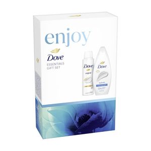 Set pentru cadou Dove: Gel de dus Hydrating, 250 ml + Deodorant spray Dove Original, 150 ml