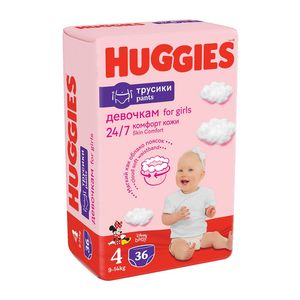 Scutece chilotel Huggiest Pants Jumbo, marimea 4, fete, 9-14 kg, 36 bucati