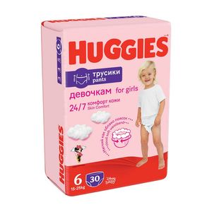 Scutece chilotel Huggiest Pants Jumbo, marimea 6, fete, 15-25 kg, 30 bucati