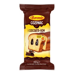 Cozonac Boromir cu crema de ciocolata si rom, 450 g