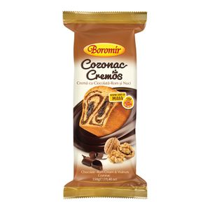 Cozonac Boromir cu crema de ciocolata, rom si nuci, 550 g