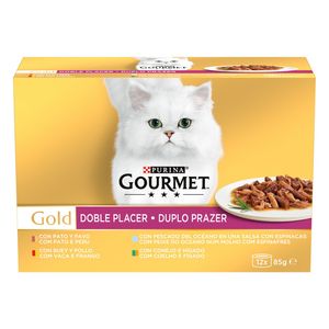 Hrana umeda pentru pisici adulte Purina Gourmet Gold Double Pleasure, mix de sortimente, conserva, 12 x 85 g