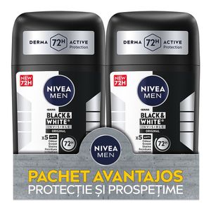 Deodorant stick Nivea Men Black & White Invisible Original, 2 x 50 ml