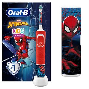 Periuta de dinti electrica si trusa de calatorie Oral B D103 Vitality Pro Kids, +3 ani, Spider Man