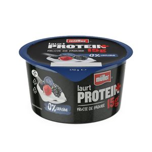 Iaurt proteic cu fructe de padure Muller, 0% grasimi, 205 g