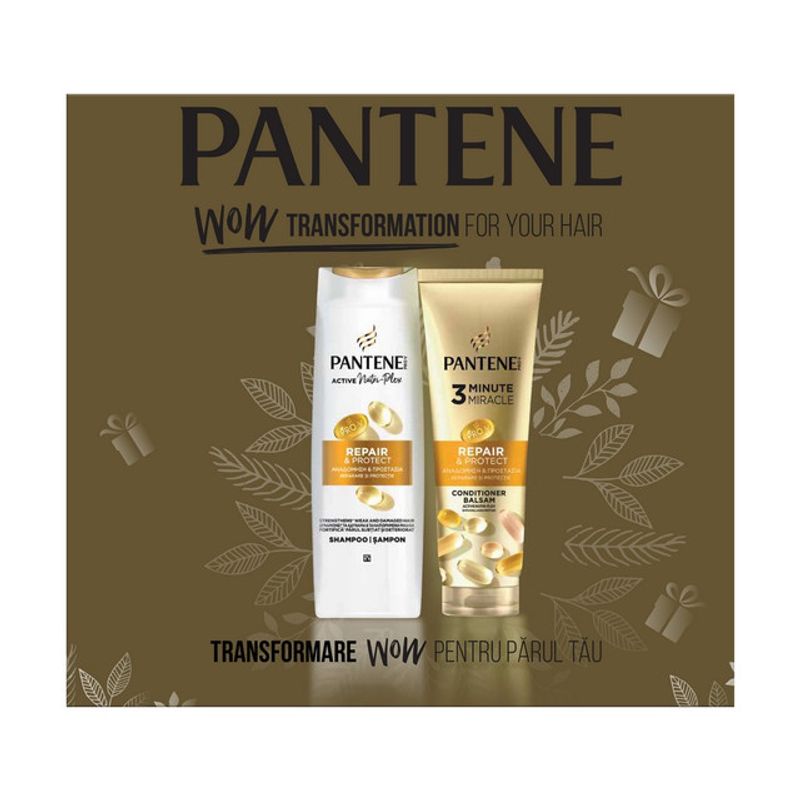 set-pentru-cadou-pantene-pro-v-repair---protect-sampon-400-ml-balsam-de-par-3-minute-miracles-220-ml