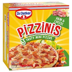 Mini pizza cu sunca si branza Dr. Oetker Pizzinis, 3 bucati, 220 g