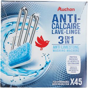 Tablete anticalcar Auchan, pentru masina de spalat rufe 45 x 15g