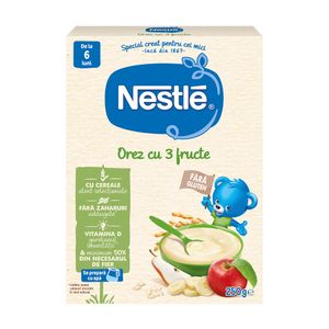 Cereale Nestle Orez cu 3 Fructe, mar, banana si para, de la 6 luni, 250 g