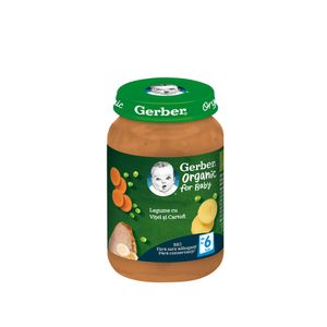 Piure bebelusi cu legume, vitel si cartofi Gerber Bio, de la 6 luni, 190 g