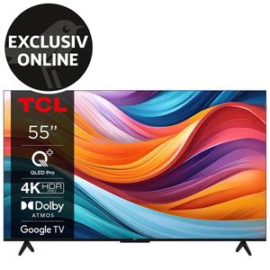 Televizor QLED Smart Google TV TCL 55T7B, 4K Ultra HD, clasa F, model 2024, 139 cm